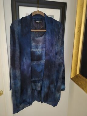 Barbara Who?Blue Tie-Dye Open Cardigan And Tank XL